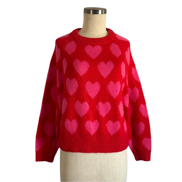 Old Navy pink/red heart sweater - size S - Picture 1 of 4